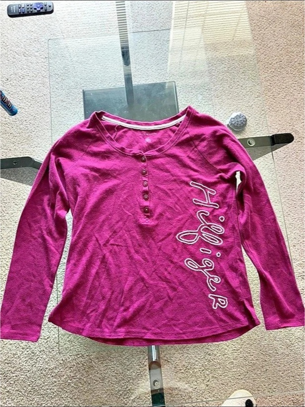 Tommy Hilfiger Long Sleeve Top in Pink Size Large